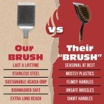 BBQ-Aid Grill Brush and Scraper with Wooden Handle