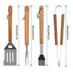 Wooded BBQ Accessories Set - Stainless Steel Tools