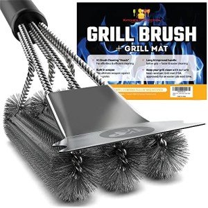 BBQ Grill Cleaning Kit with Brush and Mat