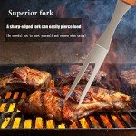 Wooded BBQ Accessories Set - Stainless Steel Tools