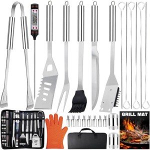 28-Piece Stainless Steel BBQ Grill Accessory Set