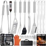 28-Piece Stainless Steel BBQ Grill Accessory Set