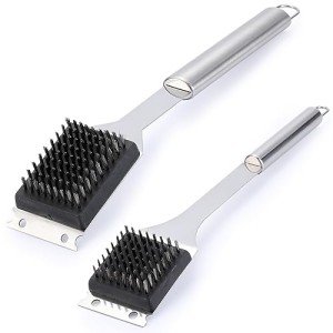 2 Pack Stainless Steel BBQ Grill Brushes