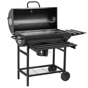 Flamaker Barrel Charcoal Grill with Racks and Thermometer