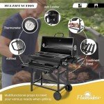 Flamaker Barrel Charcoal Grill with Racks and Thermometer