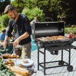 Flamaker Barrel Charcoal Grill with Racks and Thermometer
