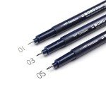 Tombow 66403 MONO Drawing Pen, 3-Pack. Create Precise, Detailed Drawings with Three Tip Sizes – 01, 03 and 05