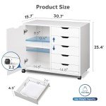 DEVAISE 5-Drawer Wood Dresser Chest with Door, Mobile Storage Cabinet, Printer Stand for Home Office