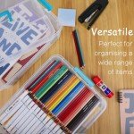 TERGOO 2 Layer Plastic Storage Containers with Lids, Multipurpose Clear Stack & Carry Box, Portable Craft Organizers and Storage Bin for Organizing Art & Craft, Sewing, Makeup, Nail Supplies (Blue)