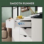 DEVAISE 5-Drawer Wood Dresser Chest with Door, Mobile Storage Cabinet, Printer Stand for Home Office