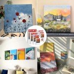 14 Packs Stretched Canvas for Painting, MultiSize 12x16, 10x12, 8x10, 5x7, 8x8, 6x6, 4x4 (2 of Each), Primed Blank Canvas for Oil, Acrylic Paint,for Beginner, Artist.