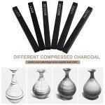 MyLifeUNIT Compressed Charcoal, Square Vine Charcoal Sticks for Drawing, Pack of 6 (2 Soft, 2 Medium and 2 Hard)