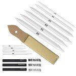 CAMATTO 14 PCS Blending Stumps and Tortillions Paper Art Blenders Tool with Sandpaper Pencil Sharpener Pointer Compressed Charcoal Sticks for Student Artist Charcoal Sketch Drawing Shading