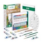 XXL Oil Paint Set - 24 Paints, 25 Brushes, 1 Canvas, and Art Palette - Oil Painting Supplies for Kids and Adults, Paint Supplies