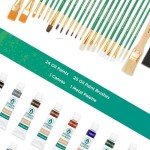 XXL Oil Paint Set - 24 Paints, 25 Brushes, 1 Canvas, and Art Palette - Oil Painting Supplies for Kids and Adults, Paint Supplies