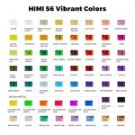 HIMI Gouache Paint Set, 56 Colors x 30ml Include 8 Metallic and 6 Neon Colors, Unique Jelly Cup Design in a Carrying Case Perfect for Artists, Students, Gouache Opaque Painting