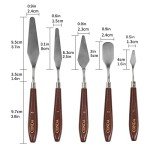 CONDA Palette Knife Painting Stainless Steel Spatula Palette Knife Oil Paint Metal Knives Wood Handle (Red 5 Piece)