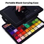 HIMI Gouache Paint Set, 56 Colors x 30ml Include 8 Metallic and 6 Neon Colors, Unique Jelly Cup Design in a Carrying Case Perfect for Artists, Students, Gouache Opaque Painting