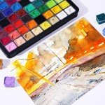 HIMI Gouache Paint Set, 56 Colors x 30ml Include 8 Metallic and 6 Neon Colors, Unique Jelly Cup Design in a Carrying Case Perfect for Artists, Students, Gouache Opaque Painting