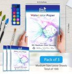Piper Dreams - Total of 108 Sheets (11.7" x 8.3") of Heavy Stock Watercolor Paper - Loose White Sheets. Perfect for Water Coloring, Art, Drawing, Sketching and Most Mixed Media - 160 GSM