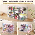 VZKAH Acrylic Organizer with Drawers | 20 Drawers 4 Sets | Desk Organizer and Storage, Clear Makeup Organizer, For Office/Art Supply/Craft Storage and Organization