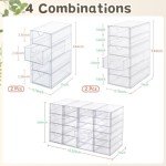 VZKAH Acrylic Organizer with Drawers | 20 Drawers 4 Sets | Desk Organizer and Storage, Clear Makeup Organizer, For Office/Art Supply/Craft Storage and Organization