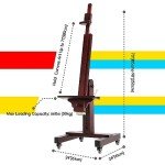 MEEDEN Extra Large Studio Easel, Professional Artist Easel, Heavy Duty Floor Easel, Tilts Flat Easily, Rosewood Finished, Holds Canvas Art up to 71” High