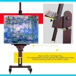 MEEDEN Extra Large Studio Easel, Professional Artist Easel, Heavy Duty Floor Easel, Tilts Flat Easily, Rosewood Finished, Holds Canvas Art up to 71” High