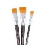 Transon Flat Paint Brush Set 3pcs for Acrylic Watercolor Gouache Oil and Body Painting