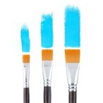 Transon Flat Paint Brush Set 3pcs for Acrylic Watercolor Gouache Oil and Body Painting
