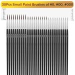 Anezus Tiny Detail Paint Brushes 30 Pcs Fine Paint Brushes Set with 3 Size #0#00#000 Liner Brush for Miniature 40k Model Crafts Watercolor Acrylics Oil