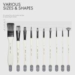 ARTIFY Paint Brush Set, 10 Pieces Paint Brushes for Acrylic Painting with case, Nylon Hair Brushes for Acrylic, Watercolor, Oil and Gouache Painting, White
