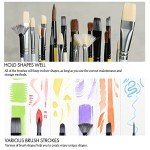 ARTIFY Paint Brush Set, 10 Pieces Paint Brushes for Acrylic Painting with case, Nylon Hair Brushes for Acrylic, Watercolor, Oil and Gouache Painting, White
