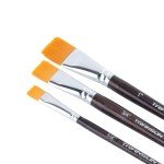 Transon Flat Paint Brush Set 3pcs for Acrylic Watercolor Gouache Oil and Body Painting