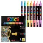 7 Pastel Posca Paint Markers, 5M Medium Posca Markers with Reversible Tips, Acrylic Paint Pens | Posca Pens for Art Supplies, Fabric Paint, Fabric Markers, Paint Pen, Art Markers