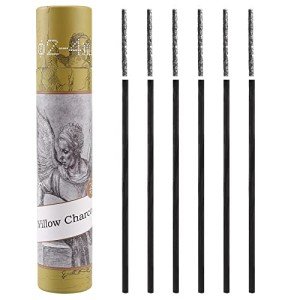LOONENG Willow Charcoal Sticks, Natural Willow Charcoal for Artists, Beginners, or Students of All Skill Levels, Great for Sketching, Drawing, and Shading, Approx 2-4mm in Diameter, Pack of 25