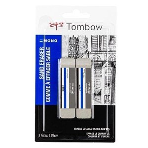 Tombow 67304 Mono Sand Eraser, 2-Pack. Silica Eraser Designed to Remove Colored Pencil and Ink Markingsā¦