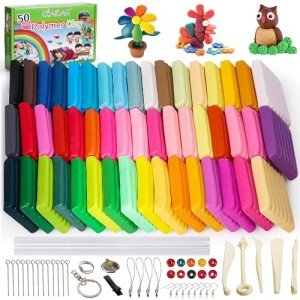 CiaraQ Polymer Clay Starter Kit with Sculpting Tools, 50 Colors Oven Bake Modeling Clay for Kids and Beginners