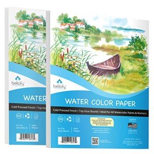 Bellofy 2X Watercolor Paper Pad, 100 Sheets, 9x12 Inches | Ideal for Kids, Artists & Beginners Love | Watercolor Sketchbook for Watercoloring Techniques | Great Gift Idea
