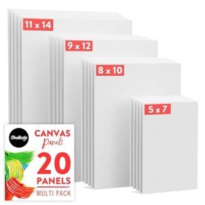 Chalkola Canvas for Painting - (20 Bulk Pack, 5x7, 8x10, 9x12, 11x14 inch) | 100% Cotton Panels, Primed Blank Canvases for Painting for Kids & Adults - Paint Canvas Boards for Acrylic, Oil, Watercolor