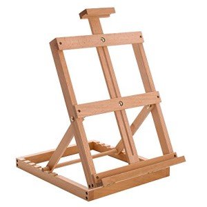 U.S. Art Supply Venice Heavy Duty Tabletop Wooden H-Frame Studio Easel - Artists Adjustable Beechwood Painting and Display Easel, Holds Up to 23" Canvas, Portable Sturdy Table Desktop Holder Stand