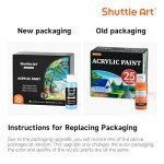 Shuttle Art 25 Colors Acrylic Paint Set, 2oz/60ml Bottles, Rich Pigmented Acrylic Paints for Artists, Beginners, Kids, Painting on Canvas Rocks Wood