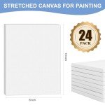 FUMILE Stretched Canvas for Painting, 24 Pack 8x10 Inch Canvases for Painting-5/8 in Profile Primed White Blank Painting Canvas Value Pack for Oil & Acrylic Paint