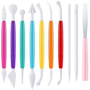 Outus Plastic Clay Tools Clay Sculpting Modeling Double Head Ceramic Pottery Tool Kit Cook Decorating Tools for Crafts DIY Shaping and Sculpting, Assorted Colors(10 Pieces)