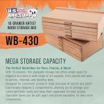 U.S. Art Supply Mega 10-Drawer Stackable Artist Wood Pastel, Pen, Marker Storage Box - Elm Hardwood Construction, 5 Compartments per Drawer - Ideal for Pastels, Pens, Pencils, Charcoal, Blending Tools