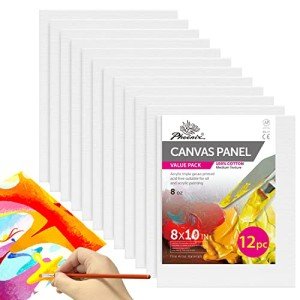 PHOENIX Painting Canvas Panels 8x10 Inch, 12 Value Pack - 8 Oz Triple Primed 100% Cotton Acid Free Canvas Boards for Painting, White Blank Flat Canvas Boards for Acrylic, Oil Paints