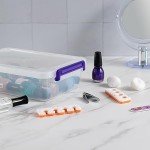 IRIS USA 2.7 Qt. Small Plastic Storage Bins with Lids, 10 Pack, Art and Craft Supply Storage Organizers, Office Supply Flat Storage Container, Stackable Clear Storage Box, Secure Latch, Clear/Violet