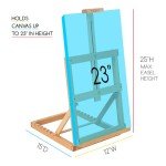 MEEDEN Heavy-Duty Tabletop Studio H-Frame Wooden Easel- Solid Beech Wood Adjustable Artists Desktop Wood Easel Table for Artist, Beginners & Teens- Holds Canvas Art up to 23" High