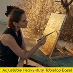 MEEDEN Heavy-Duty Tabletop Studio H-Frame Wooden Easel- Solid Beech Wood Adjustable Artists Desktop Wood Easel Table for Artist, Beginners & Teens- Holds Canvas Art up to 23" High