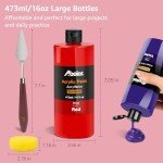 ABEIER Large Bulk Acrylic Paint Set, 15 Colors (473 ml/16 fl oz), Matte Finish, Rich Pigments, Non-Toxic Paints for Painting on Canvas Crafts Wood Ceramic, Ideal for Beginners and Students